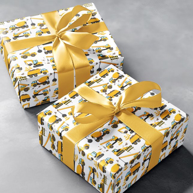Feuille De Papier Cadeau Anniversaire de enfant de construction mignon (Créateur téléchargé)