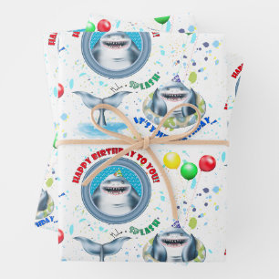 Feuille De Papier Cadeau Anniversaire de enfant de thème requin
