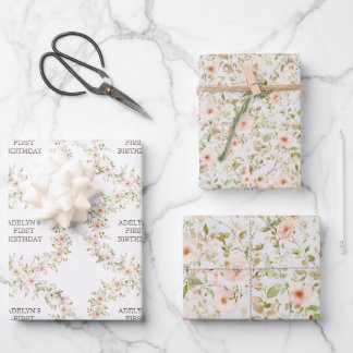 Feuille De Papier Cadeau Anniversaire de enfant Rose sauvage