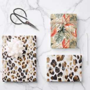 Feuille De Papier Cadeau Anniversaire de la jungle sauvage de léopard