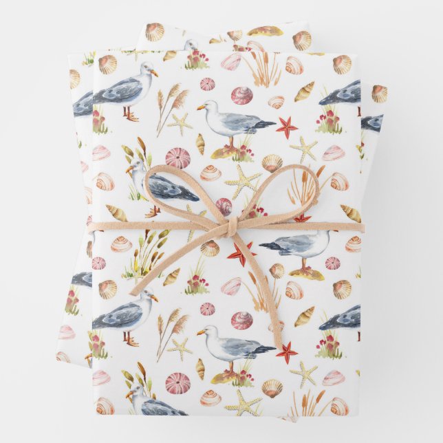 Feuille De Papier Cadeau Anniversaire du Beach Seashell (En situation)