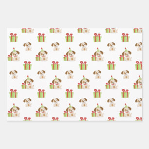 Feuille De Papier Cadeau Anniversaire du Chiot mignon