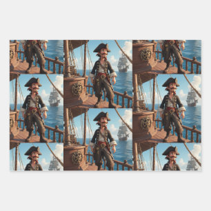 Feuille De Papier Cadeau Anniversaire du Pirate