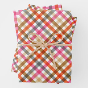 Feuille De Papier Cadeau Anniversaire Gingham Moderne