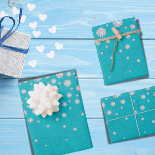 Feuille De Papier Cadeau Anniversaire paillettes sarcelle vert diamants lux