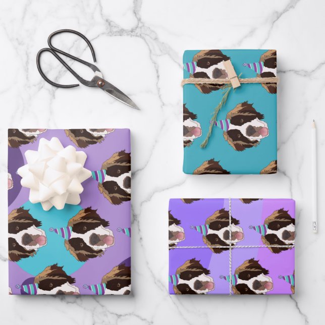 Feuille De Papier Cadeau Anniversaire Saint Bernard (Recto)