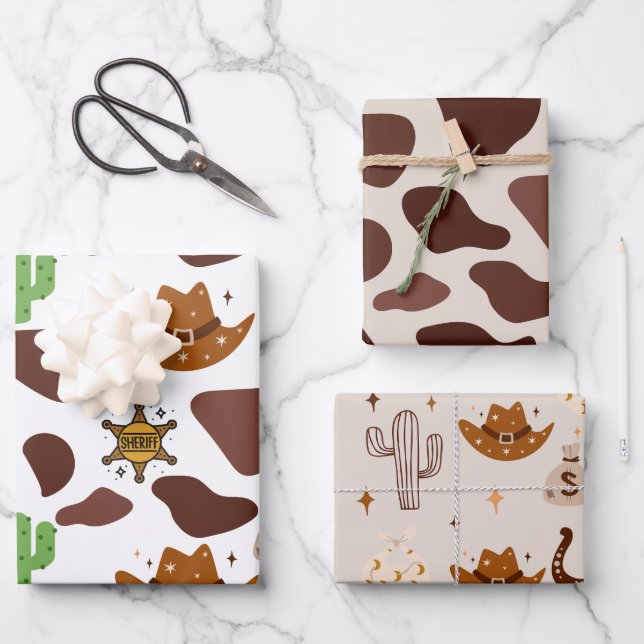 Feuille De Papier Cadeau Anniversaire Wild One Cowboy (Recto)