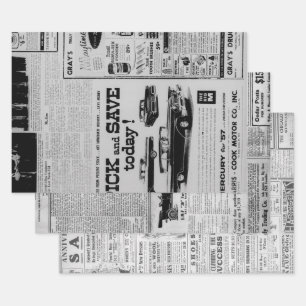 Feuille De Papier Cadeau Annonce dans les journaux Vintages américains