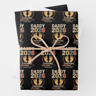 Feuille De Papier Cadeau Annonce de bébé Papa 2026 en chargement Papa futur