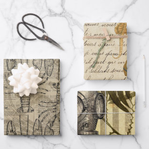 Feuille De Papier Cadeau Antique Vintage Nautique