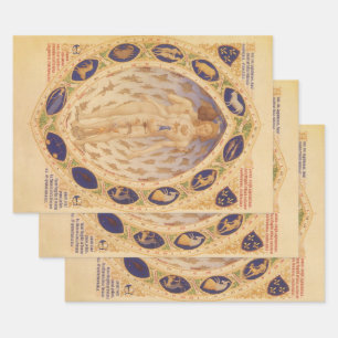 Feuille De Papier Cadeau Antique Zodiaque céleste, Astrologie Vintage