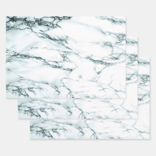 Feuille De Papier Cadeau Apparence en marbre de veine turquoise foncé
