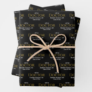 Feuille De Papier Cadeau Appelez-la docteur nom de la promo diplômée en noi