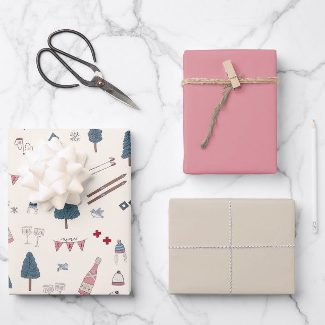 Feuille De Papier Cadeau Apres Champagne Rose d'hiver Apres (Recto)