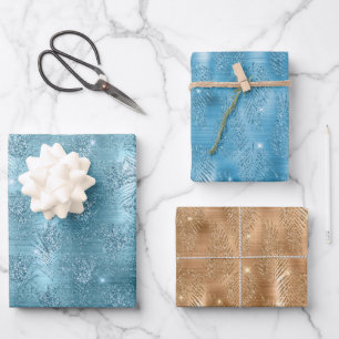 Feuille De Papier Cadeau Aqua Blue Glitzy Parties scintillant Peacock Plume