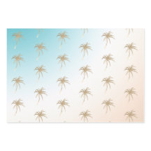 Aqua Peach Gold Palm Tree Tropical