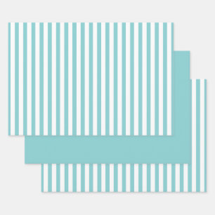 Feuille De Papier Cadeau Aqua White Stripes Motif géométrique