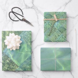 Feuille De Papier Cadeau Aquamarine Seafoam Aqua Motifs aquatiques