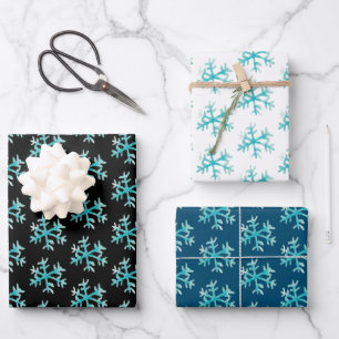 Feuille De Papier Cadeau Aquarelle à la main Flèches bleues Noël