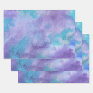 Feuille De Papier Cadeau Aquarelle Abstraite violet violet violet vert Turq
