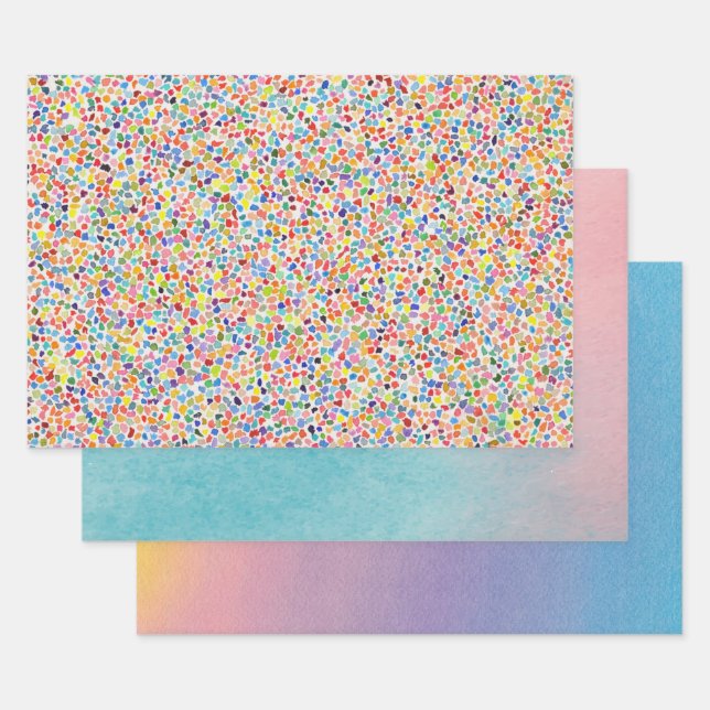 Feuille De Papier Cadeau Aquarelle Art Artiste Arrière - plan Enveloppement (Lot)