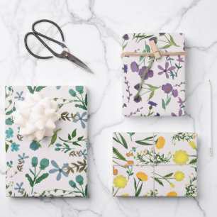 Feuille De Papier Cadeau Aquarelle bleu vert violet orange jaune jaune