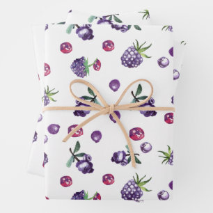 Feuille De Papier Cadeau Aquarelle Blueberry
