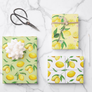 Feuille De Papier Cadeau Aquarelle Citron 