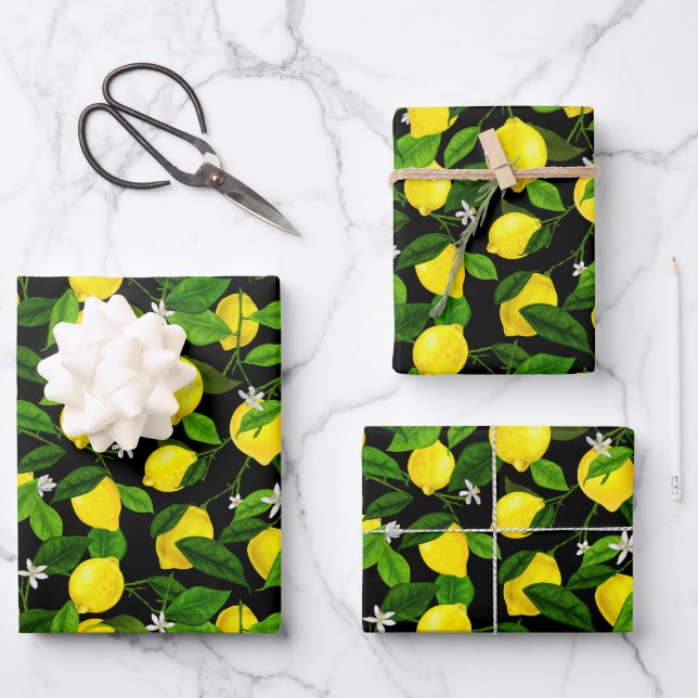 Feuille De Papier Cadeau Aquarelle Citron 2 (Recto)