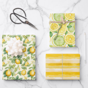 Feuille De Papier Cadeau Aquarelle Citron Zébré