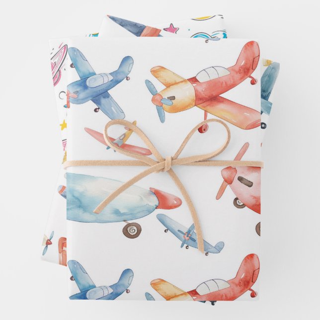 Feuille De Papier Cadeau Aquarelle conception des plans de pépinière (En situation)