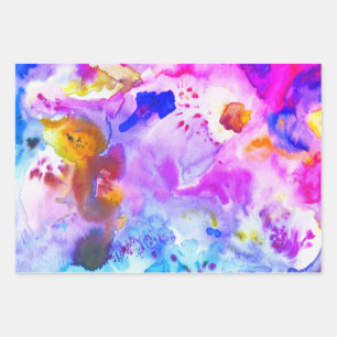 Feuille De Papier Cadeau Aquarelle couleur texturée peinture vive violet