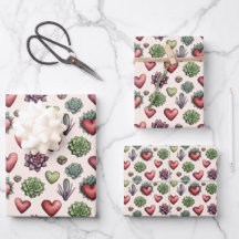 Aquarelle de coeur Succulente Valentines Motif de