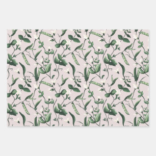 Feuille De Papier Cadeau Aquarelle de plante de pois doux