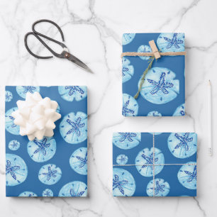 Feuille De Papier Cadeau Aquarelle de sable bleu turquoise