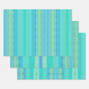 Feuille De Papier Cadeau Aquarelle décorative bleu turquoise