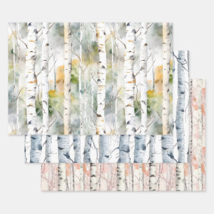 Feuille De Papier Cadeau Aquarelle d'écorce de bouleau