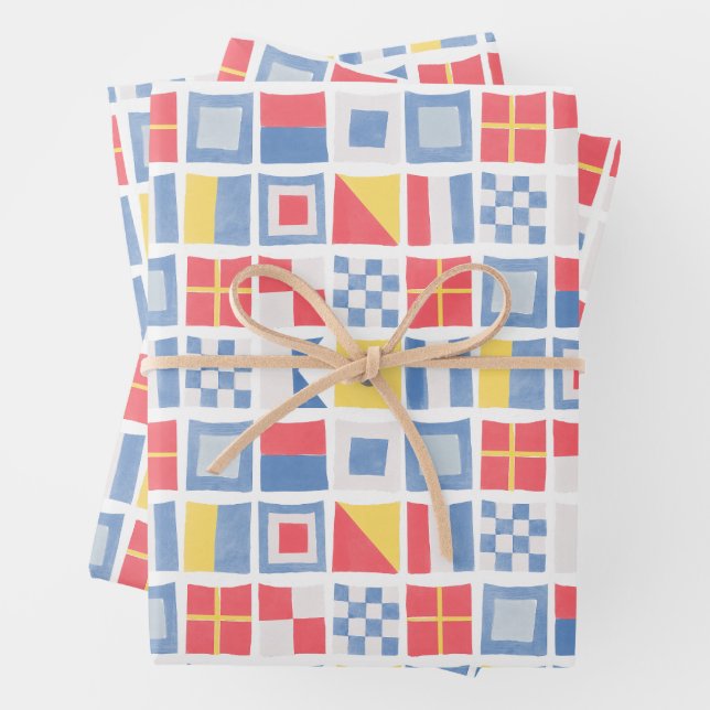 Feuille De Papier Cadeau Aquarelle Drapeaux marins Drapeaux marins Douche à (En situation)