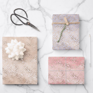 Feuille De Papier Cadeau Aquarelle Empreinte de léopard de glam Peach Girl