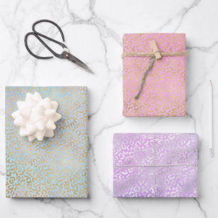 Feuille De Papier Cadeau Aquarelle Empreinte de léopard Gold Silver