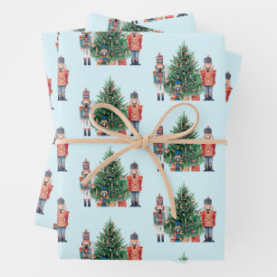 Feuille De Papier Cadeau Aquarelle et arbre de Noël