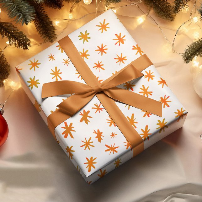Feuille De Papier Cadeau Aquarelle étoiles - orange (Créateur téléchargé)