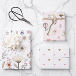 Feuille De Papier Cadeau Aquarelle Florale