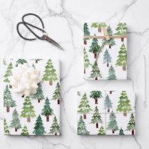 Aquarelle Forêt d'hiver de pins rustiques