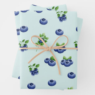 Feuille De Papier Cadeau Aquarelle Fruit bleuet