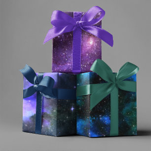 Feuille De Papier Cadeau Aquarelle Galaxy Stars Espace Nebula