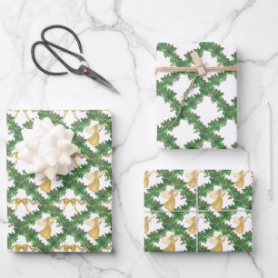 Feuille De Papier Cadeau Aquarelle Golden Angel Garland