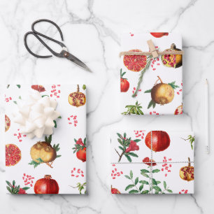 Feuille De Papier Cadeau Aquarelle grenade Motif de fruits méditerranéen