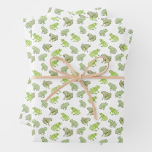 Feuille De Papier Cadeau Aquarelle grenouilles drôle Whimsical Nature Art