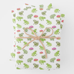 Feuille De Papier Cadeau Aquarelle grenouilles mignonne Whimssal Nature Art